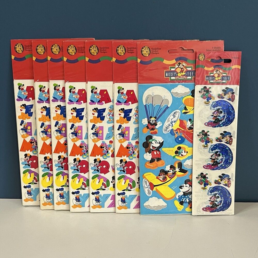 VTG Sandylion Mickey's Stuff for Kids Stickers Mixed Lot Of 8 Packs NOS